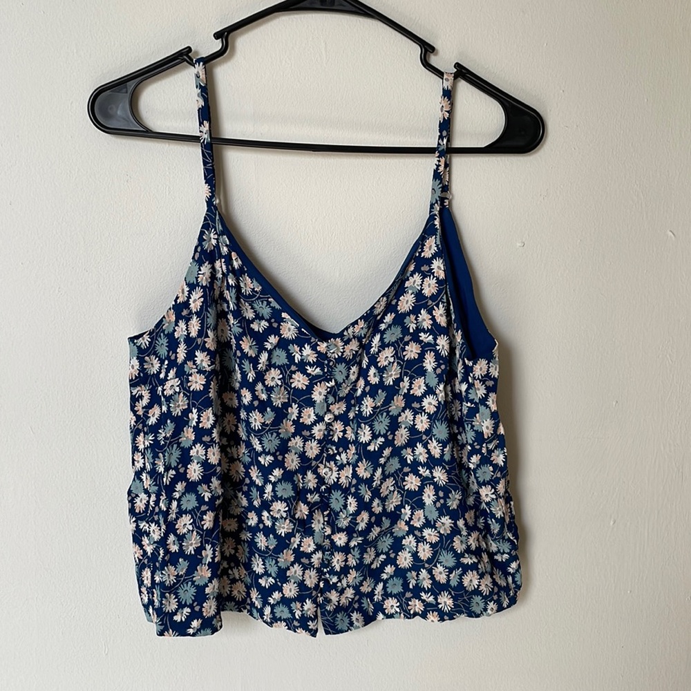 Madewell cropped daisy print tank